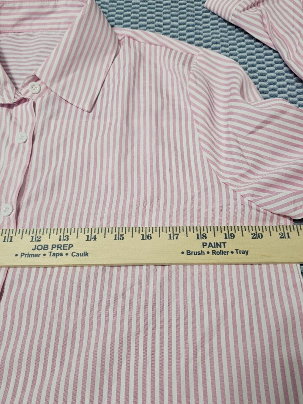 Unbranded Pink White Strpes Button Down Long Sleeves Women's Polo Shirt Sz L NEW - Picture 4 of 5